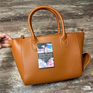 NWT Wine Purse Faux Leather Insulated Hidden Compartment Handbag